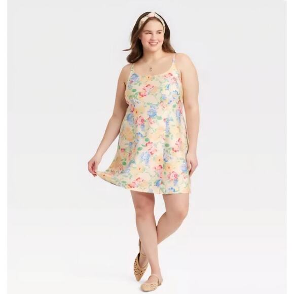 A NEW DAY Womens Mini Woven Tank Summer Dress Floral Print Beach Size 20 - Picture 1 of 10